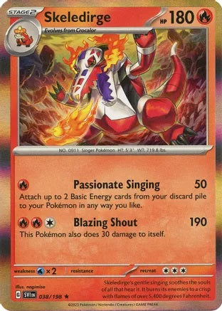 Skeledirge 038/198 Scarlet + Violet Rare Reverse Holo - Near Mint / Mint